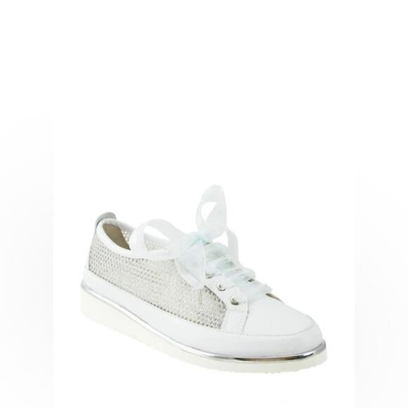 NOVALEE GLITTER MESH PLATFORM SNEAKERS IN SILVER - Picture 1 of 11